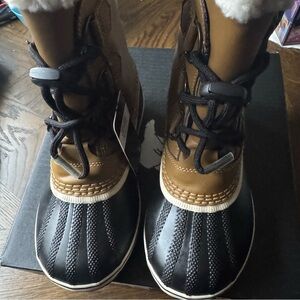 Sorel Kids Black and Tan Snow Boots